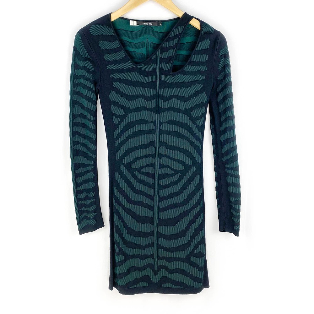 Kimberly Ovitz Bodycon Dress Alder Black & Green XS